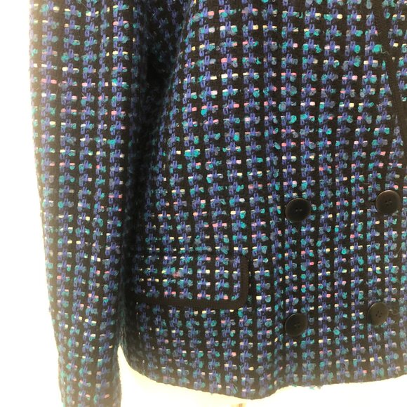 Vintage 80s Jaeger Cobalt Blue Textured Slub-Weave Blazer - Picture 2 of 9